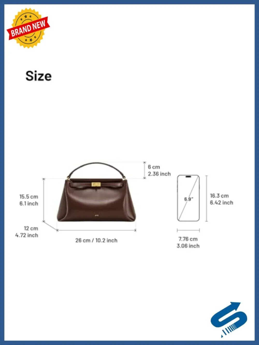 Vegan Leather Top Handle Satchel Bag with Twist Lock, Crossbody Strap